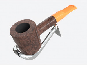 Smoking Pipe Straight Briar Wood 04 Modelo 3D