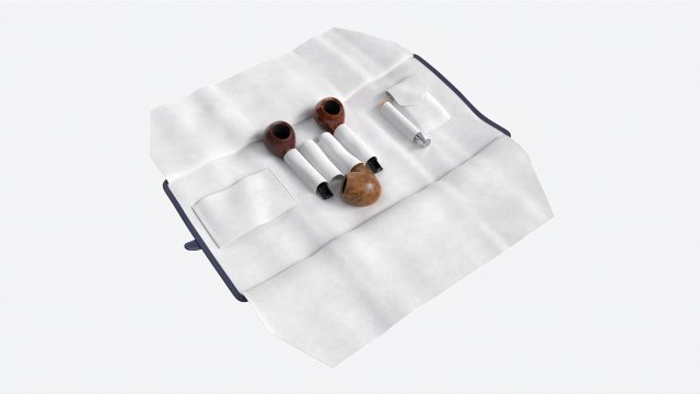 Smoking Pipe Travel Bag Leather Unfolded Modello 3D .c4d .max .obj .3ds .fbx .stl .blend 