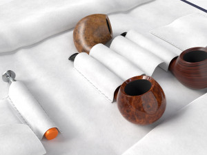 Smoking Pipe Travel Bag Leather Unfolded Modello 3D