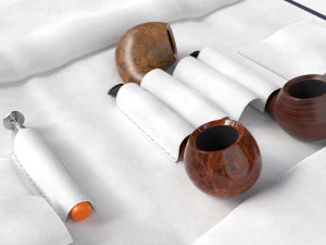 Smoking Pipe Travel Bag Leather Unfolded 3D Model