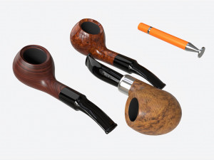 Smoking Pipe Travel Bag Leather Unfolded Modello 3D