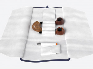 Smoking Pipe Travel Bag Leather Unfolded Modello 3D