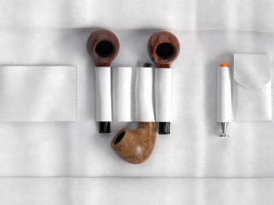 Smoking Pipe Travel Bag Leather Unfolded Modello 3D