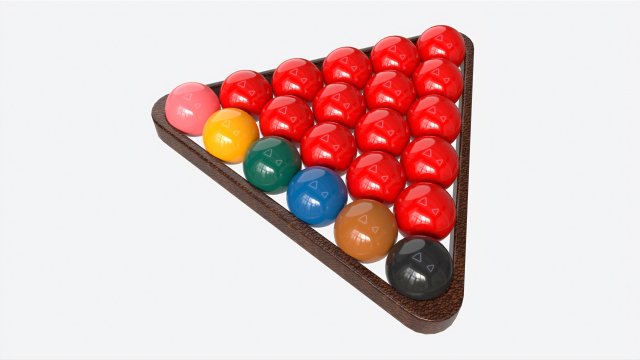 Snooker Ball Set with Triangle 3D Model .c4d .max .obj .3ds .fbx .stl .blend 