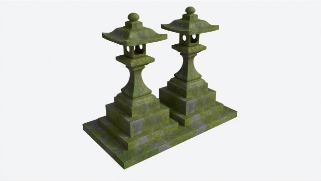 Stone Moss Temple Lantern Modelo 3D .c4d .max .obj .3ds .fbx .stl .blend 