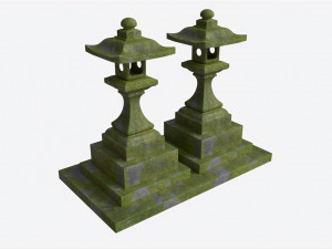 Stone Moss Temple Lantern 3D Model
