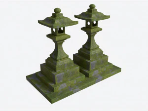 Lanterna del Tempio di Pietra Muschio Modello 3D