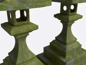Stone Moss Temple Lantern Modelo 3D