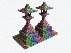 石苔寺の灯籠 3Dモデル