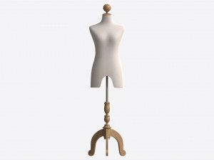 Upper Body Female Mannequin on wooden tripod Modelo 3D