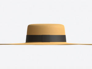 Wide Brim Straw Hat for Women 3D Модель