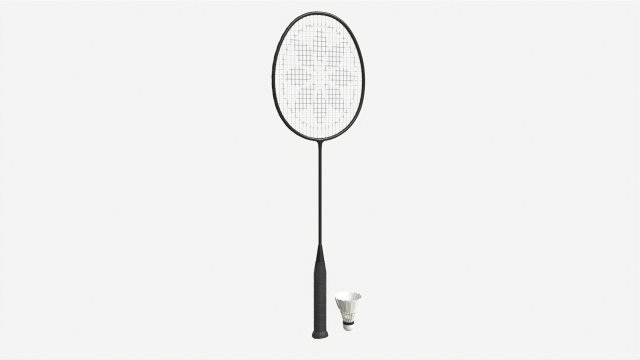 Badminton Racquets with Shuttlecock 3D 모델 .c4d .max .obj .3ds .fbx .stl .blend 