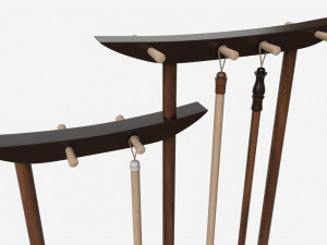 Calligrapghy Brush Hanger with Brushes 3D Model