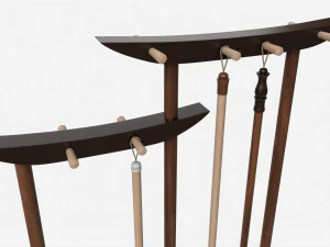 Calligrapghy Brush Hanger with Brushes 3D Model