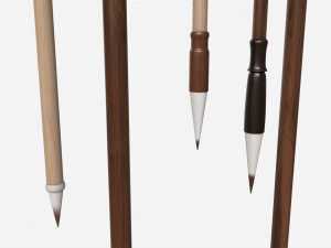 Calligrapghy Brush Hanger with Brushes 3D Model