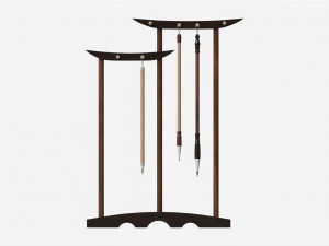 Calligrapghy Brush Hanger with Brushes 3D Model
