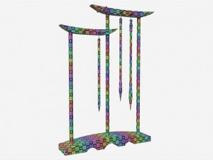 Calligrapghy Brush Hanger with Brushes 3D Model