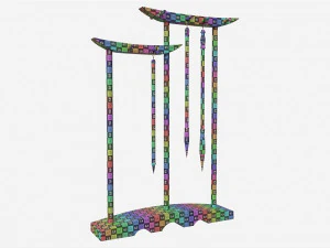 Calligrapghy Brush Hanger with Brushes 3D Model