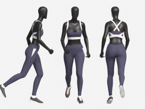 Female Mannequin in Sport Clothes in Action 3D Model