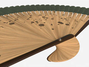 Japanese Bamboo Folding Hand Fan 3D Model