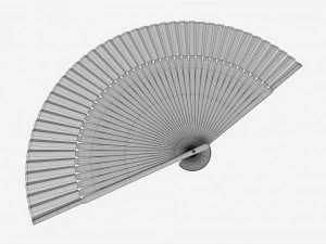 Japanese Bamboo Folding Hand Fan 3D Model