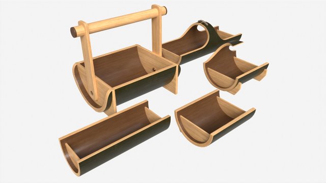 Japanese Bamboo Fruit and Snack Tray 3D मॉडल .c4d .max .obj .3ds .fbx .stl .blend 