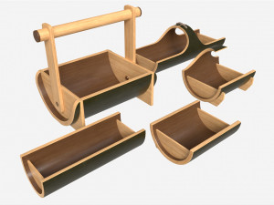 Japanese Bamboo Fruit and Snack Tray 3D Model