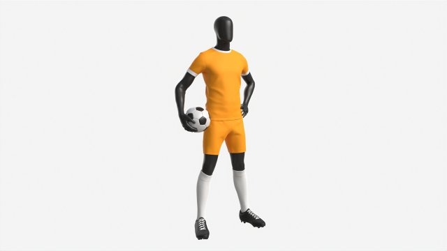 Male Manequin in Soccer Uniform with Ball 01 Modelo 3D .c4d .max .obj .3ds .fbx .stl .blend 