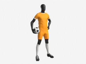 Male Manequin in Soccer Uniform with Ball 01 3D Model
