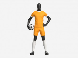 Male Manequin in Soccer Uniform with Ball 01 Modelo 3D