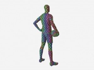 Male Manequin in Soccer Uniform with Ball 01 Modelo 3D