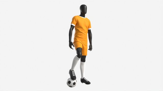Male Manequin in Soccer Uniform with Ball 02 3D Model .c4d .max .obj .3ds .fbx .stl .blend 