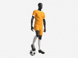 Male Manequin in Soccer Uniform with Ball 02 Modelo 3D