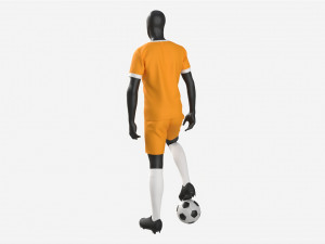 Male Manequin in Soccer Uniform with Ball 02 3D Model