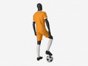 Male Manequin in Soccer Uniform with Ball 02 3D Model