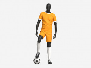 Male Manequin in Soccer Uniform with Ball 02 3D Model