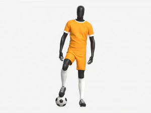 Male Manequin in Soccer Uniform with Ball 02 3D Model