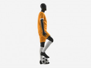 Male Manequin in Soccer Uniform with Ball 02 3D Model