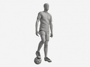 Male Manequin in Soccer Uniform with Ball 02 3D Model