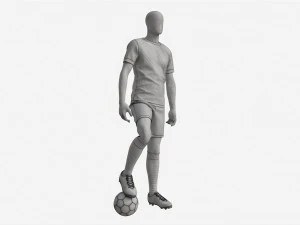 Male Manequin in Soccer Uniform with Ball 02 3D Model