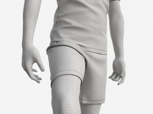 Male Manequin in Soccer Uniform with Ball 02 3D Model