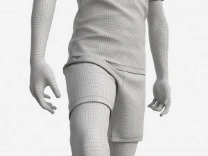 Male Manequin in Soccer Uniform with Ball 02 3D Model