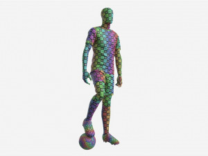 Male Manequin in Soccer Uniform with Ball 02 3D Model