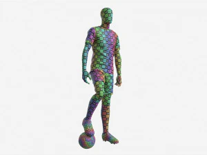 Male Manequin in Soccer Uniform with Ball 02 3D Model