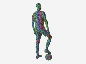 Male Manequin in Soccer Uniform with Ball 02 3D Model