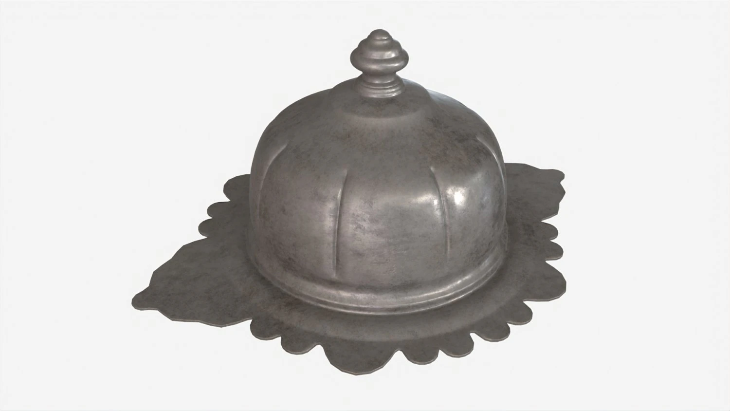 Old Metal Serving Butter Dish with Dome 3D Model .c4d .max .obj .3ds .fbx .stl .blend 