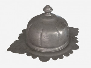 Old Metal Serving Butter Dish with Dome 3D Модель