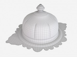 Old Metal Serving Butter Dish with Dome 3D Модель