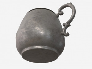 Old Metal Sugar Bowl with Lid 3D Model