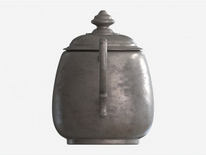 Old Metal Sugar Bowl with Lid 3D Model